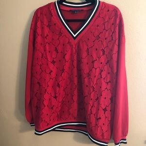 WMNS Tommy Hilfiger V-Neck Red Shirt size large